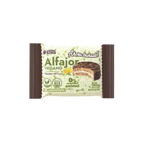 ANIMAL KIND - Alfajor de Limon Ba&ntilde;ado VEGANO x 18unids.